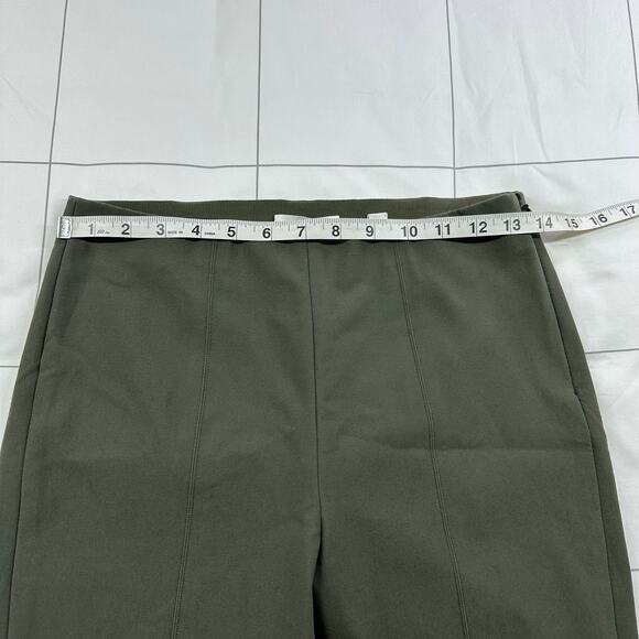 Vince Pants Womens Medium Green Front Seam Ponte Stretch Ankle Slit Side Zip - Picture 9 of 14